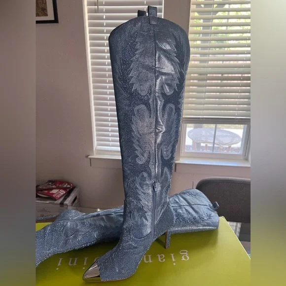 Size 12, Whisper blue KatyannaTwo Over-the-Knee Western Dress Boots